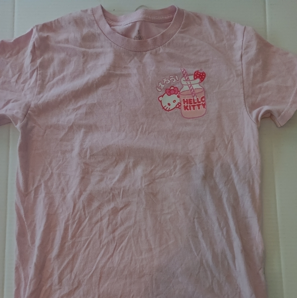 Hello Kitty Strawberry Milk Pink T-Shirt Sanrio Unisex  SZ SMALL